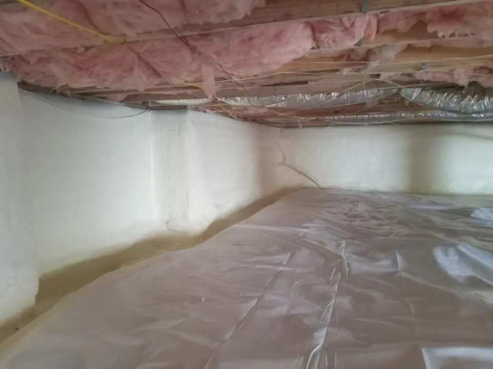 Crawl space encapsulation with closed-cell spray foam for Roof Leak Repair in Vista